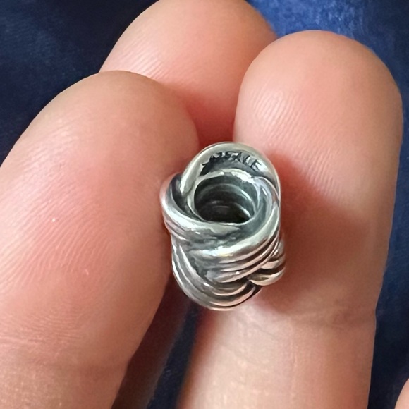 Retired Pandora Tied Together Sterling Silver Dangle Charm With Pink Amethyst - Picture 11 of 11